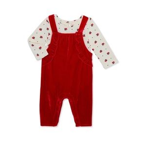 Wonder Nation Overalls And Bodysuit Outfit 2 Piece Set Baby Girls 18 Months NWT